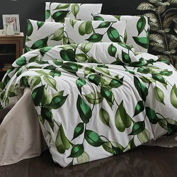 Povlečení francouzské bavlna 220x220,70x90 Leaves green, Výběr zapínání: zipový uzávěr