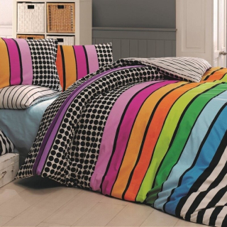 Povlečení francouzské bavlna 220x200,70x90 Stripes DUO, Výběr zapínání: zipový uzávěr