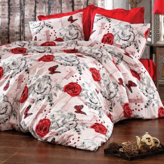 Prodloužené povlečení krep 140x220, 70x90cm Red roses, Výběr zapínání: zipový uzávěr